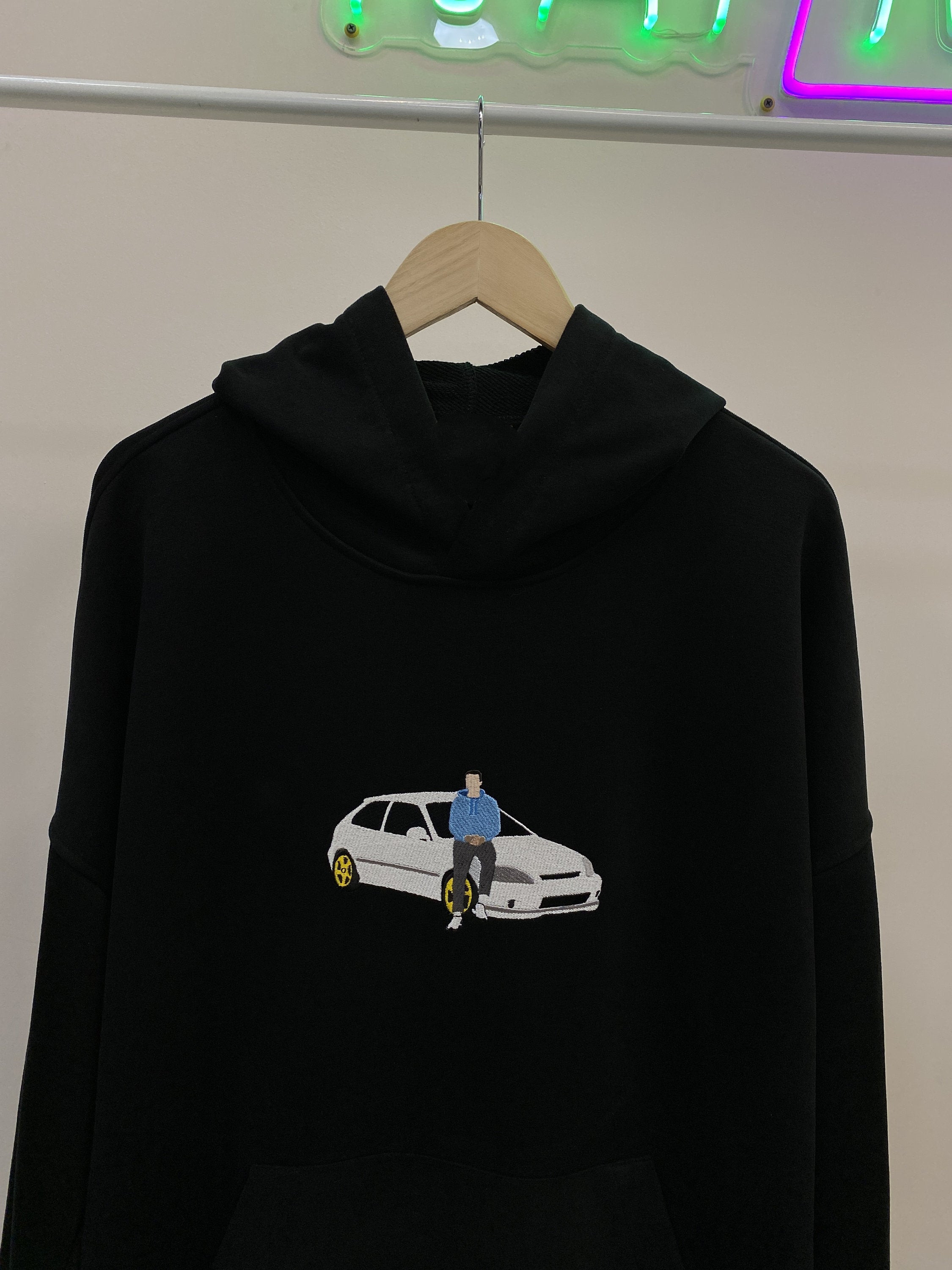 Gift for Boyfriend Embroidered by Car Family Couple Photo Portrait Hoodie Embroidery Photography Crewneck Sweatshirt Romantic Custom-ilovevango