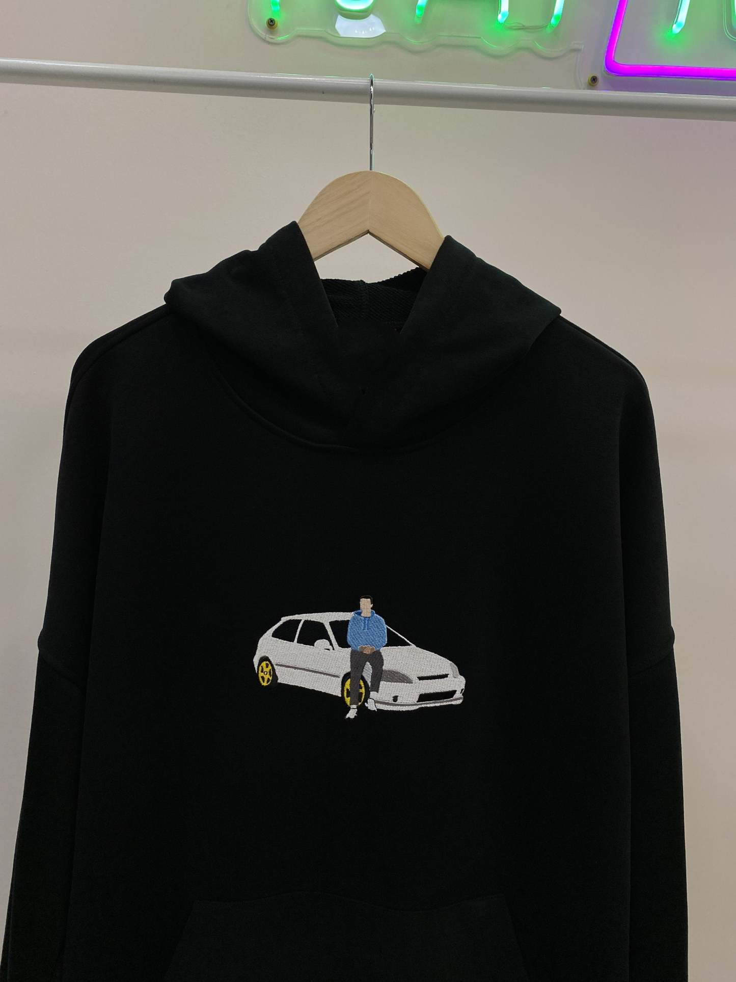 Gift for Boyfriend Embroidered by Car Family Couple Photo Portrait Hoodie Embroidery Photography Crewneck Sweatshirt Romantic Custom-ilovevango