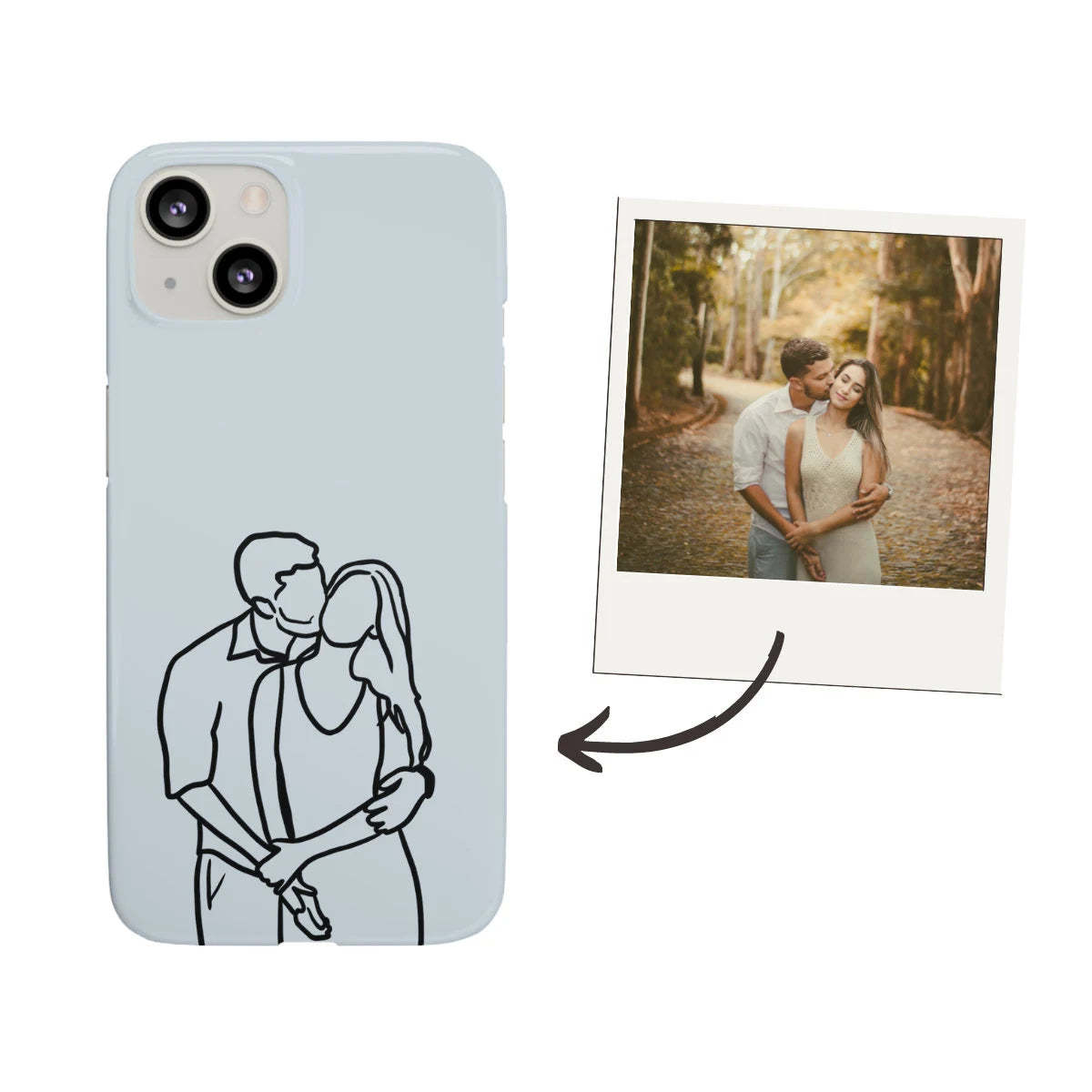 Custom Line Art Phone Case, Personalized Couple Illustration from Photo, Matching Custom Phone Cases, Adorable Gift Boyfriend or Girlfriend-ilovevango