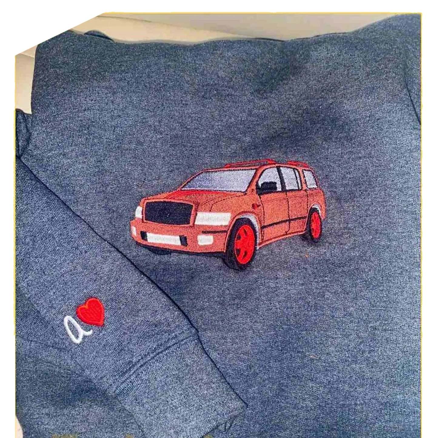 Custom Car from Photo Embroidered Sweatshirt Personalized Embroidered Car from Photo Hoodie Embroidered Car Shirt Gift for Him-ilovevango