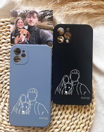 Custom Line Art Phone Case | Personalised Case | Matching Phone Case For Couples |Custom Illustration Phone Cases From Photo-ilovevango