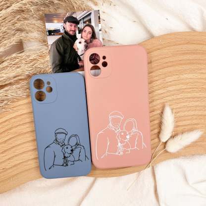 Custom Line Art Phone Case | Personalised Case | Matching Phone Case For Couples |Custom Illustration Phone Cases From Photo-ilovevango