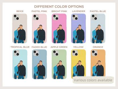 Customized Phone Case, Custom Couple Phone Case with Personalized Faceless Illustration from Photo, Cute Gift for Boyfriend or Girlfriend-ilovevango
