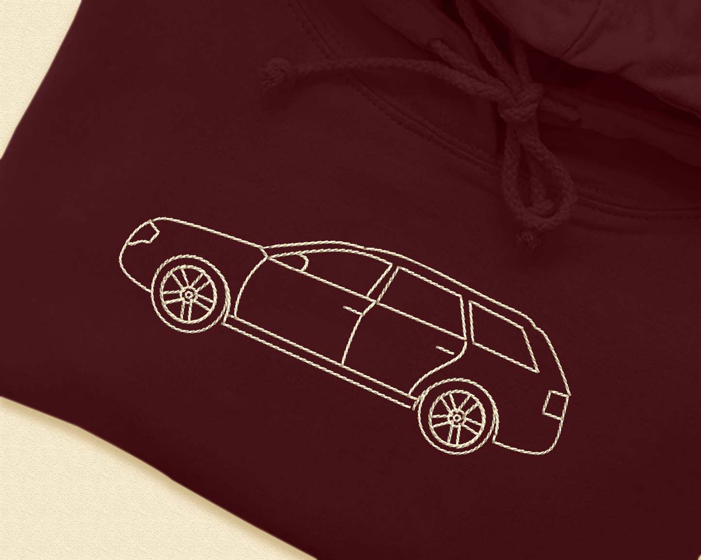 Custom Car Embroidered Photo Hoodie, Outline Car Portrait from Photo Jumper, Personalised Sketch Couples Hoody, Memorial Car Lover Guy Gift-ilovevango