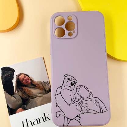Custom Line Art Phone Case | Personalised Case | Matching Phone Case For Couples |Custom Illustration Phone Cases From Photo-ilovevango