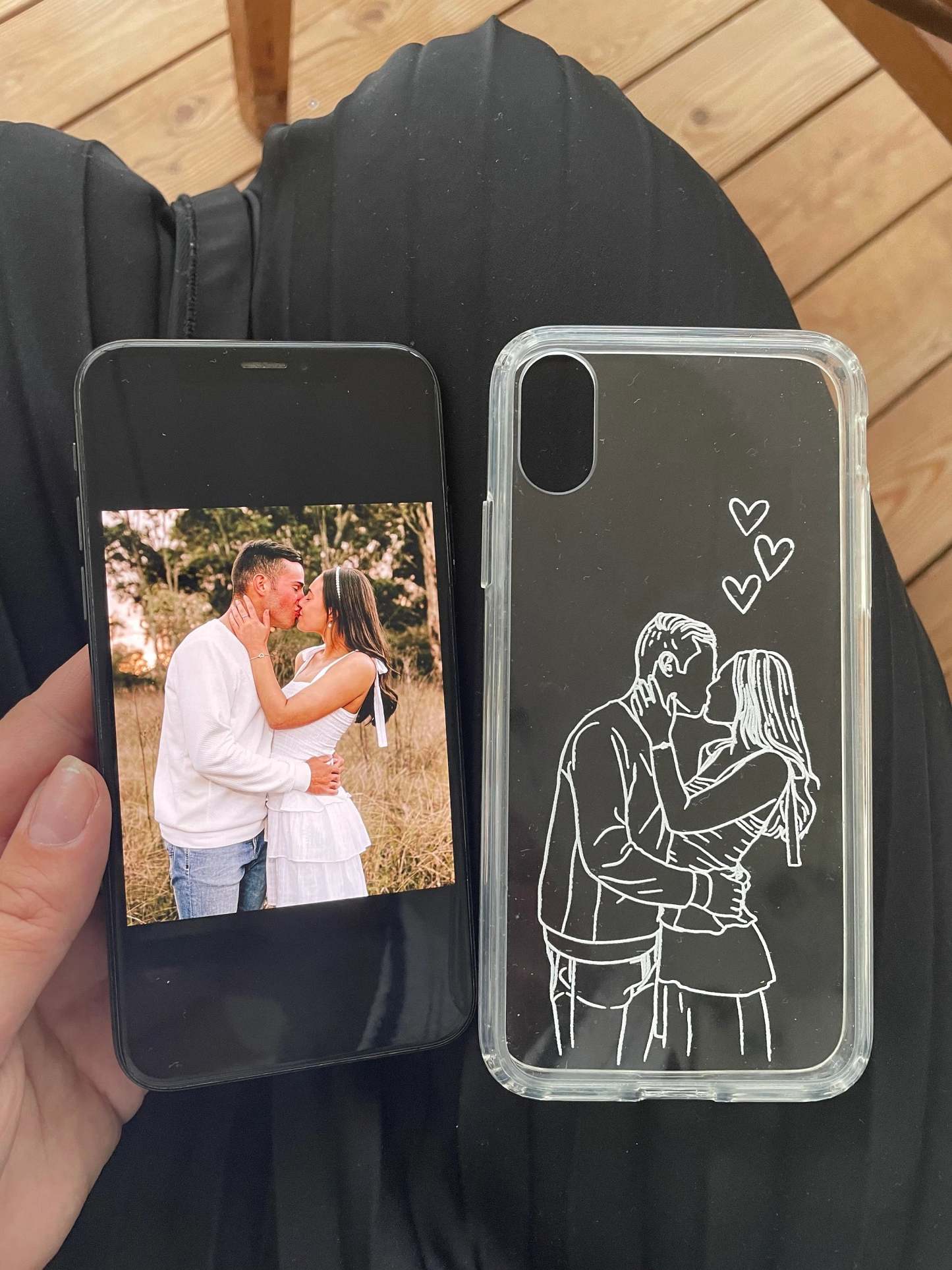 Custom Line Art Phone Case with Personalized Portrait for Couples looking for Anniversary Gift - Matching Cases for Girlfriend and Boyfriend-ilovevango
