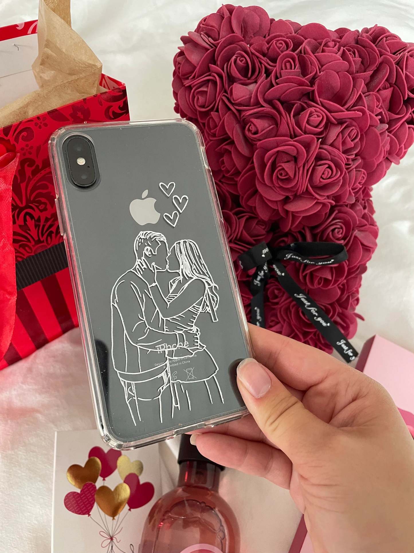 Custom Line Art Phone Case with Personalized Portrait for Couples looking for Anniversary Gift - Matching Cases for Girlfriend and Boyfriend-ilovevango