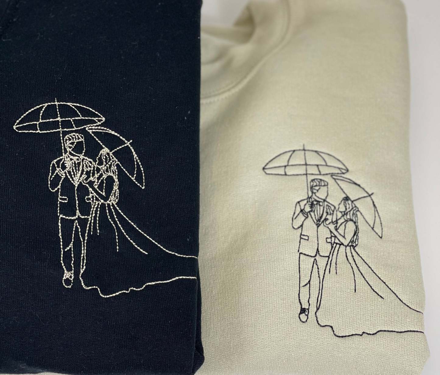 Custom Embroider Sweatshirt Outline Photo, Valentine Date Gift For Couple, Personalized Portrait From Photo Tshirt Couple Hoodie For Him Her-ilovevango