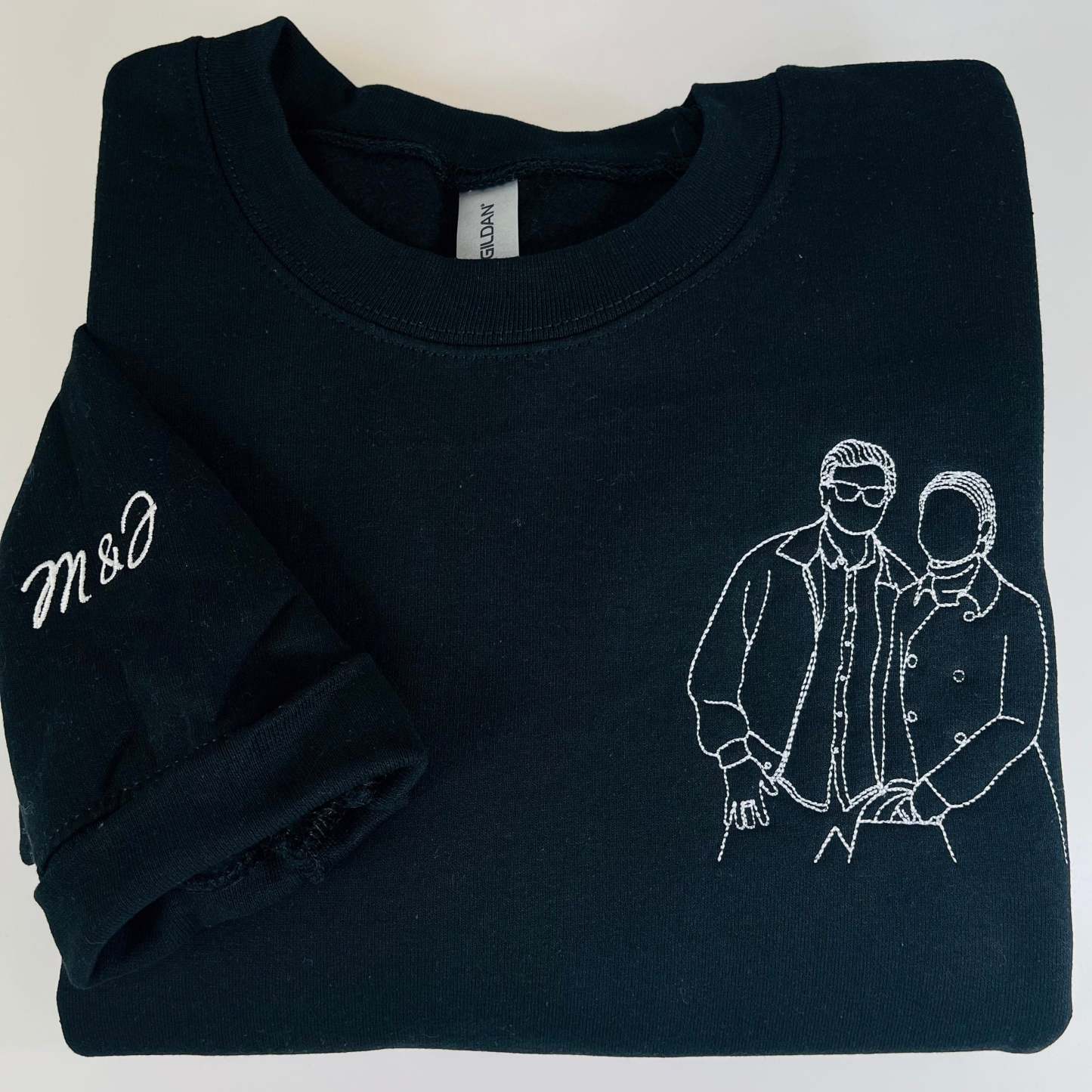 Custom Embroider Sweatshirt Outline Photo, Valentine Date Gift For Couple, Personalized Portrait From Photo Tshirt Couple Hoodie For Him Her-ilovevango