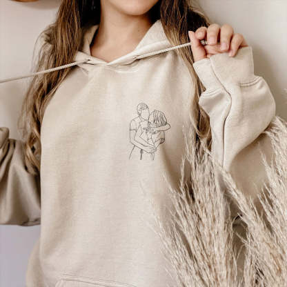Custom Portrait From Photo Hoodie, Couple Outline Photo Sweatshirt, Custom Line Art Photo Hoodies, Couple Hoodies, Valentines Day Sweats-ilovevango
