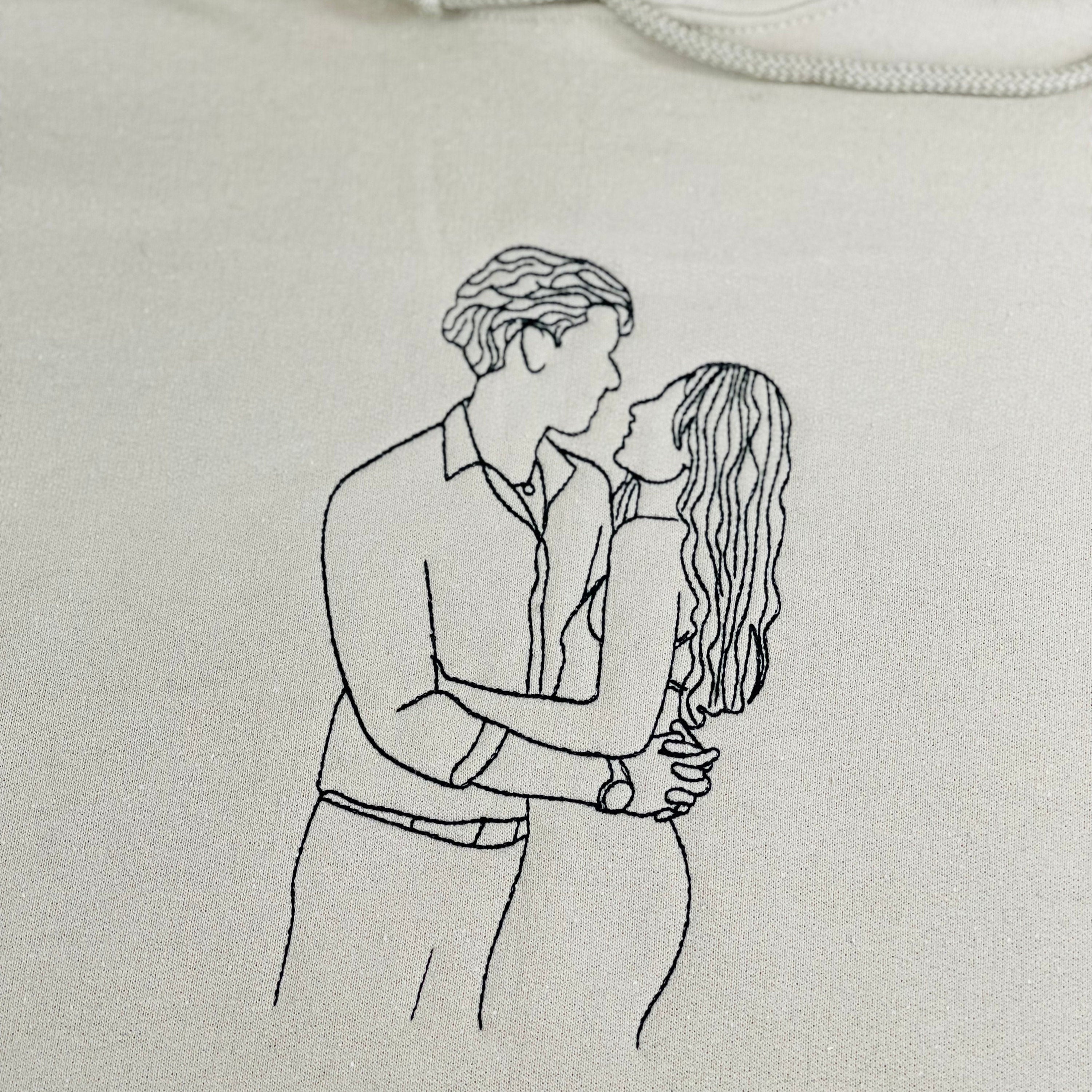 Custom Spicy Embroidery Sweatshirt, Personalized Embroidered Spicy Hoodie with Line Art Photo Sweatshirt, Valentine Gift for Him-ilovevango