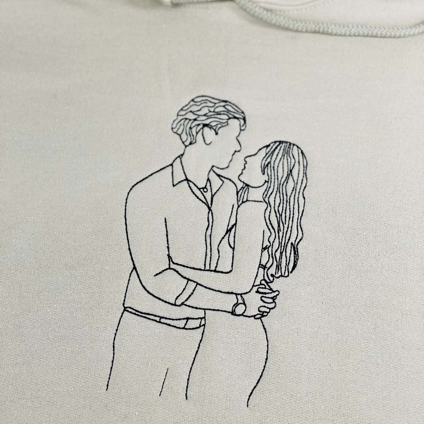 Custom Spicy Embroidery Sweatshirt, Personalized Embroidered Spicy Hoodie with Line Art Photo Sweatshirt, Valentine Gift for Him-ilovevango