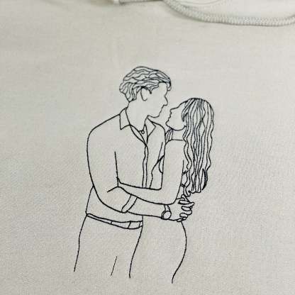 Custom Spicy Embroidery Sweatshirt, Personalized Embroidered Spicy Hoodie with Line Art Photo Sweatshirt, Valentine Gift for Him-ilovevango
