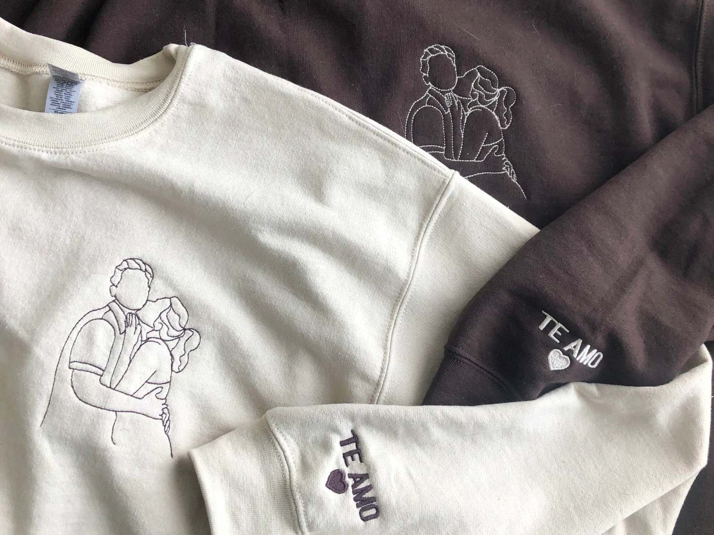 Custom Spicy Embroidery Sweatshirt, Personalized Embroidered Spicy Hoodie with Line Art Photo Sweatshirt, Valentine Gift for Him-ilovevango