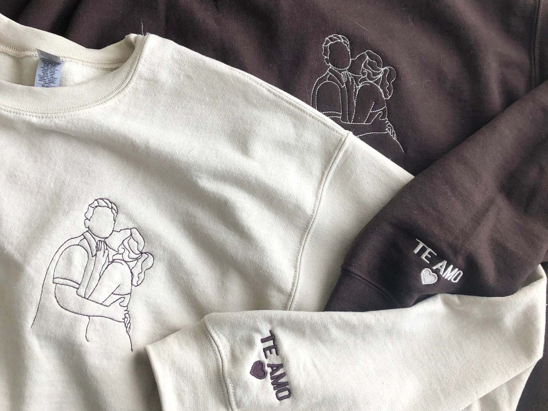 Custom Spicy Embroidery Sweatshirt, Personalized Embroidered Spicy Hoodie with Line Art Photo Sweatshirt, Valentine Gift for Him-ilovevango