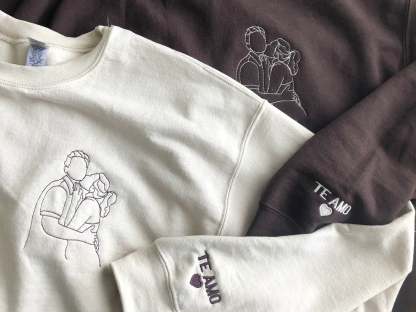 Custom Spicy Embroidery Sweatshirt, Personalized Embroidered Spicy Hoodie with Line Art Photo Sweatshirt, Valentine Gift for Him-ilovevango