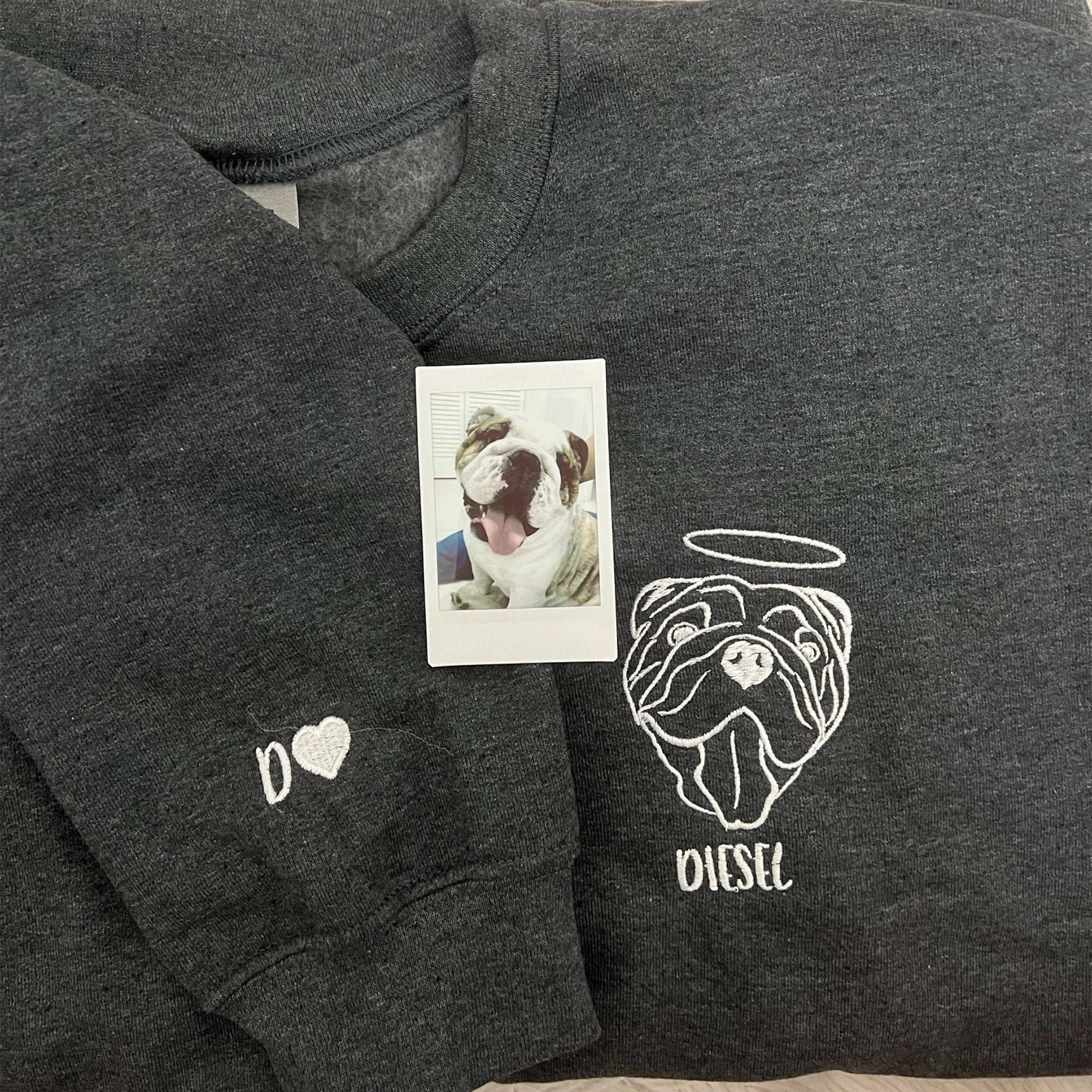 Personalized Embroidered Pet Crewneck| Custom Portrait Pet from photo Hoodie | Embroidered Pet Sweatshirt | Cat Mom Gift | Dog Lover Gift-ilovevango