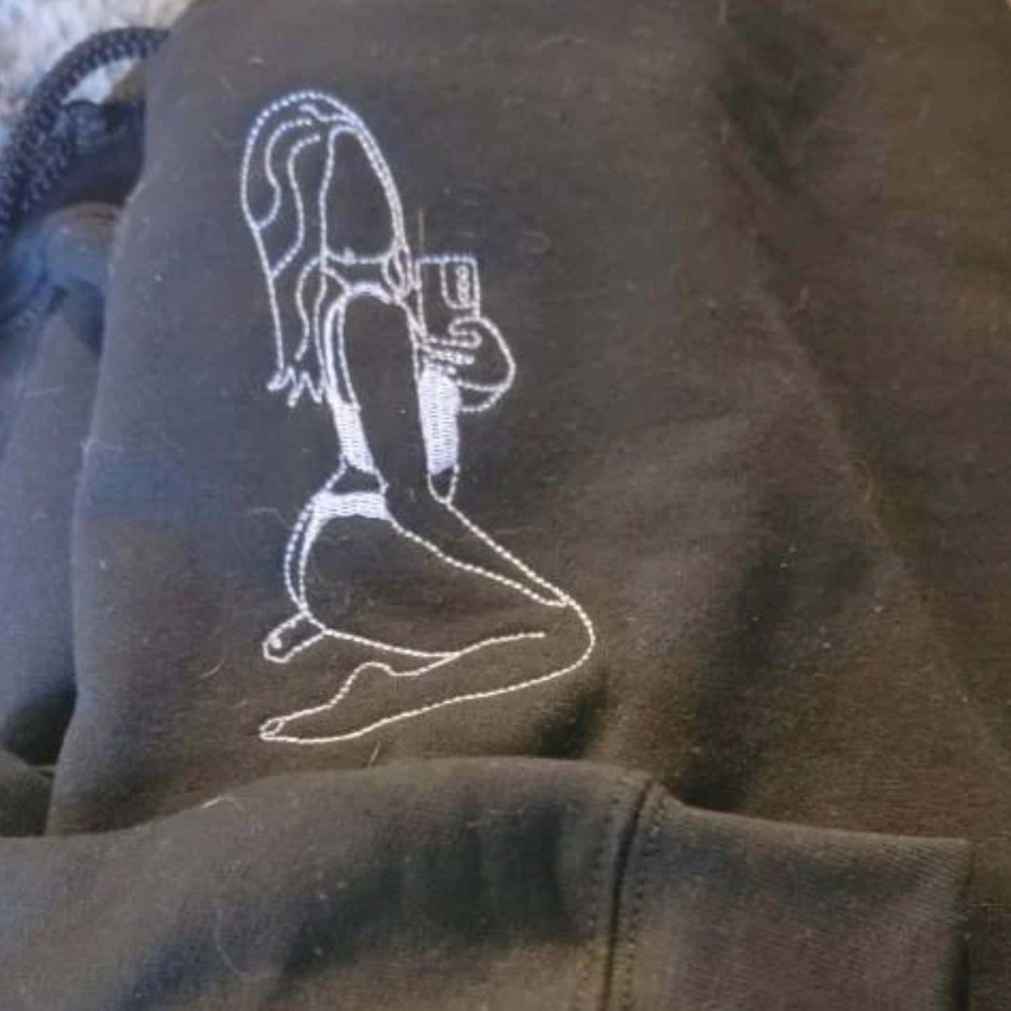 Custom Spicy Embroidery Sweatshirt, Personalized Embroidered Spicy Hoodie with Line Art Photo Sweatshirt, Valentine Gift for Him-ilovevango