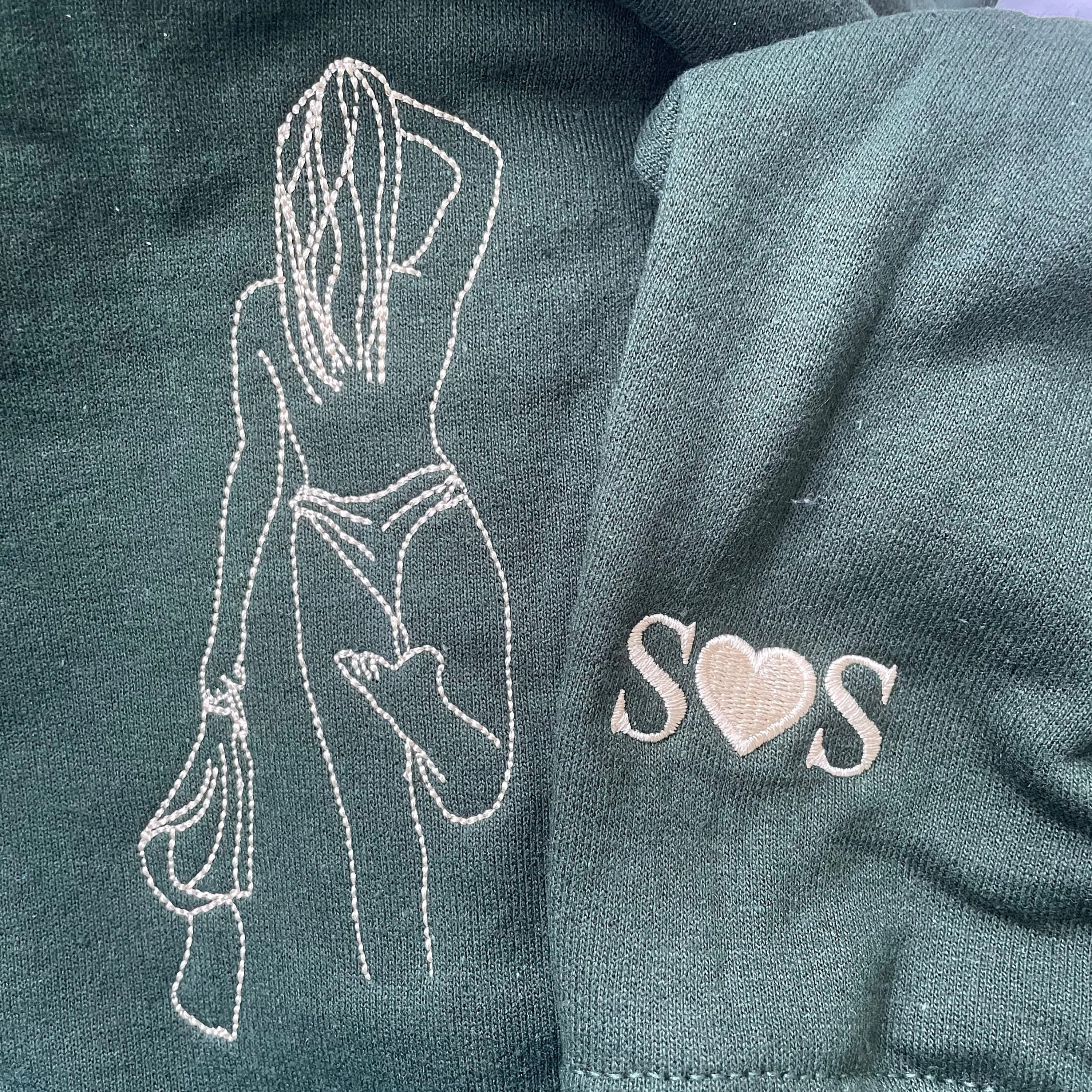 Custom Spicy Embroidery Sweatshirt, Personalized Embroidered Spicy Hoodie with Line Art Photo Sweatshirt, Valentine Gift for Him-ilovevango