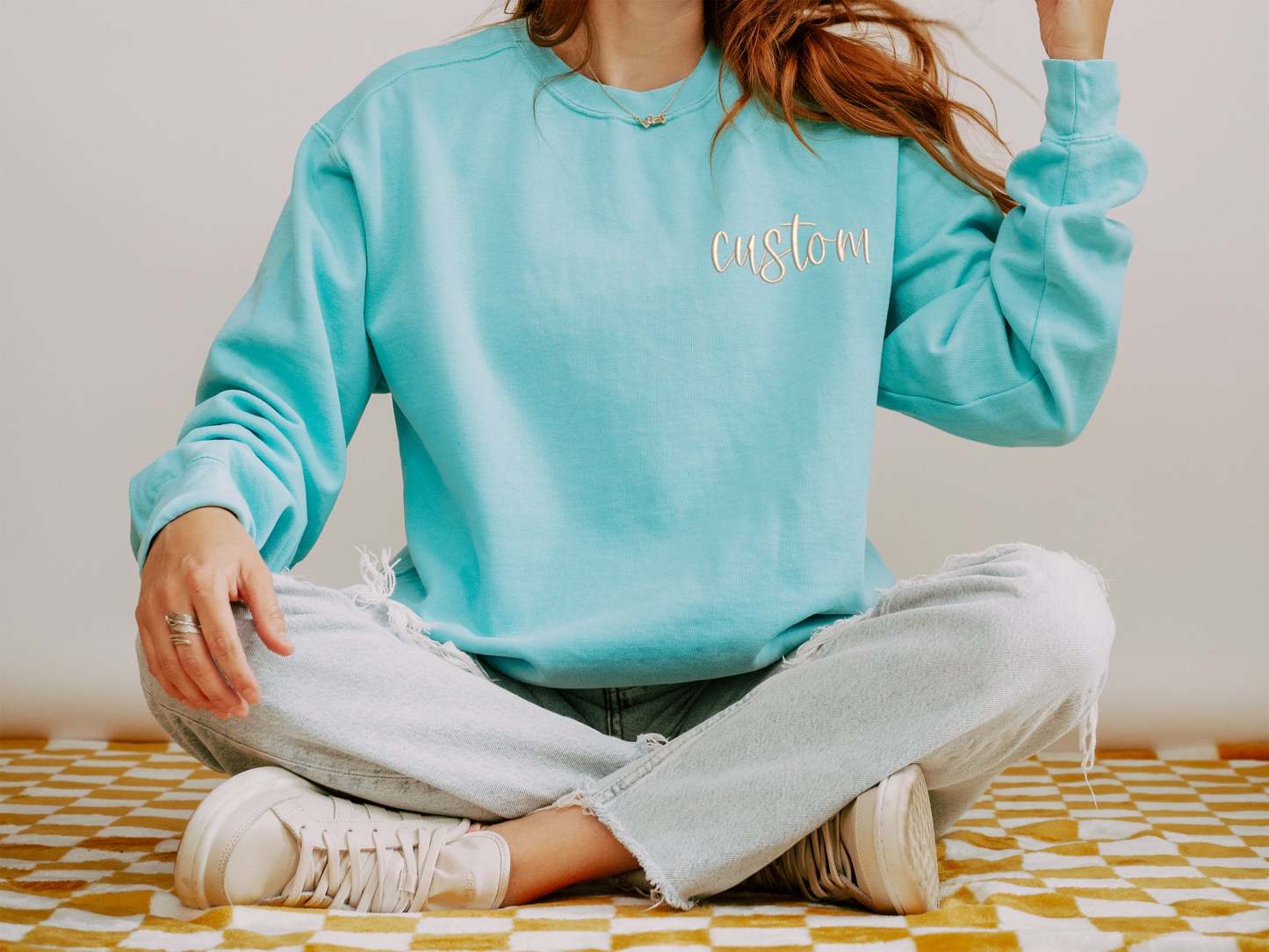Custom Embroidered Sweatshirt, Embroidered Sweatshirt, Personalized Gift for Bride, Engagement Gift, Personalized Gift, Custom Sweatshirt-ilovevango