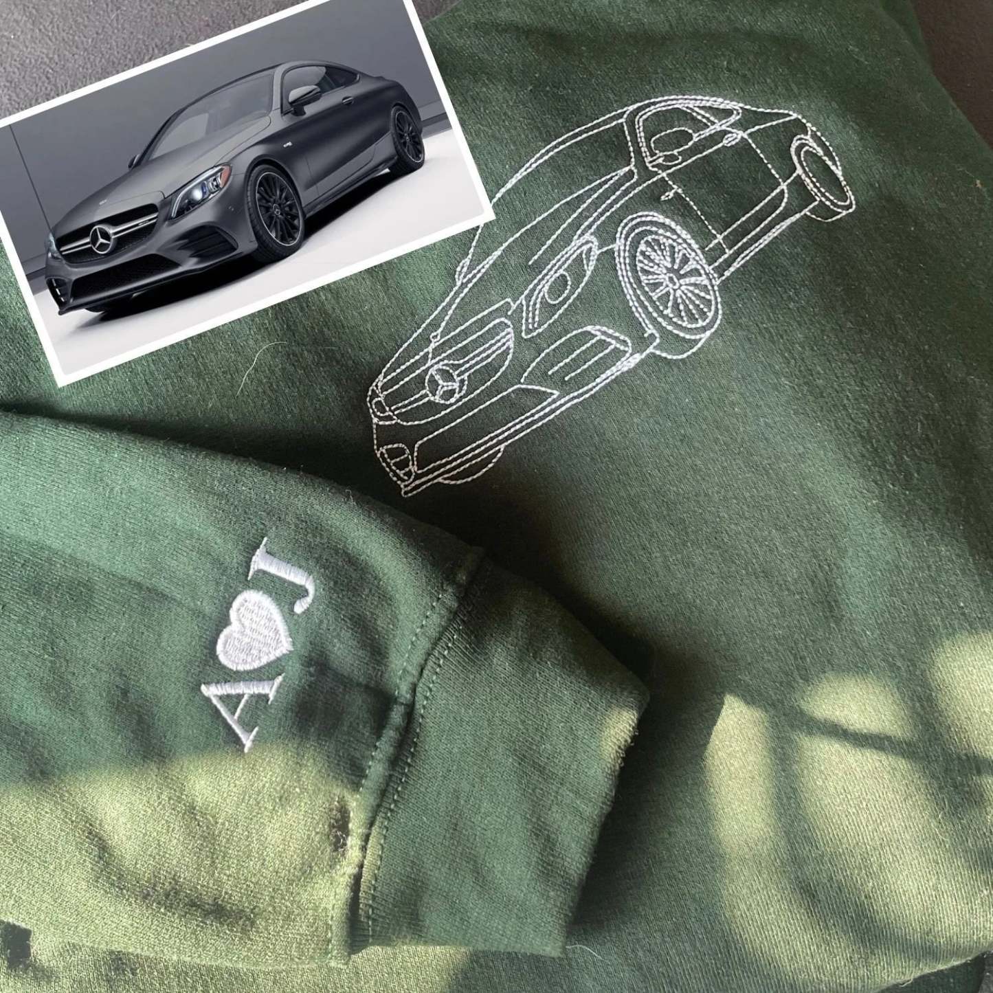 Custom Embroidered Car Outline Sweatshirt From Your Photo, Embroidered Car Hoodie, Custom Car Sweater, Car Lover Hoodie or Tee-ilovevango