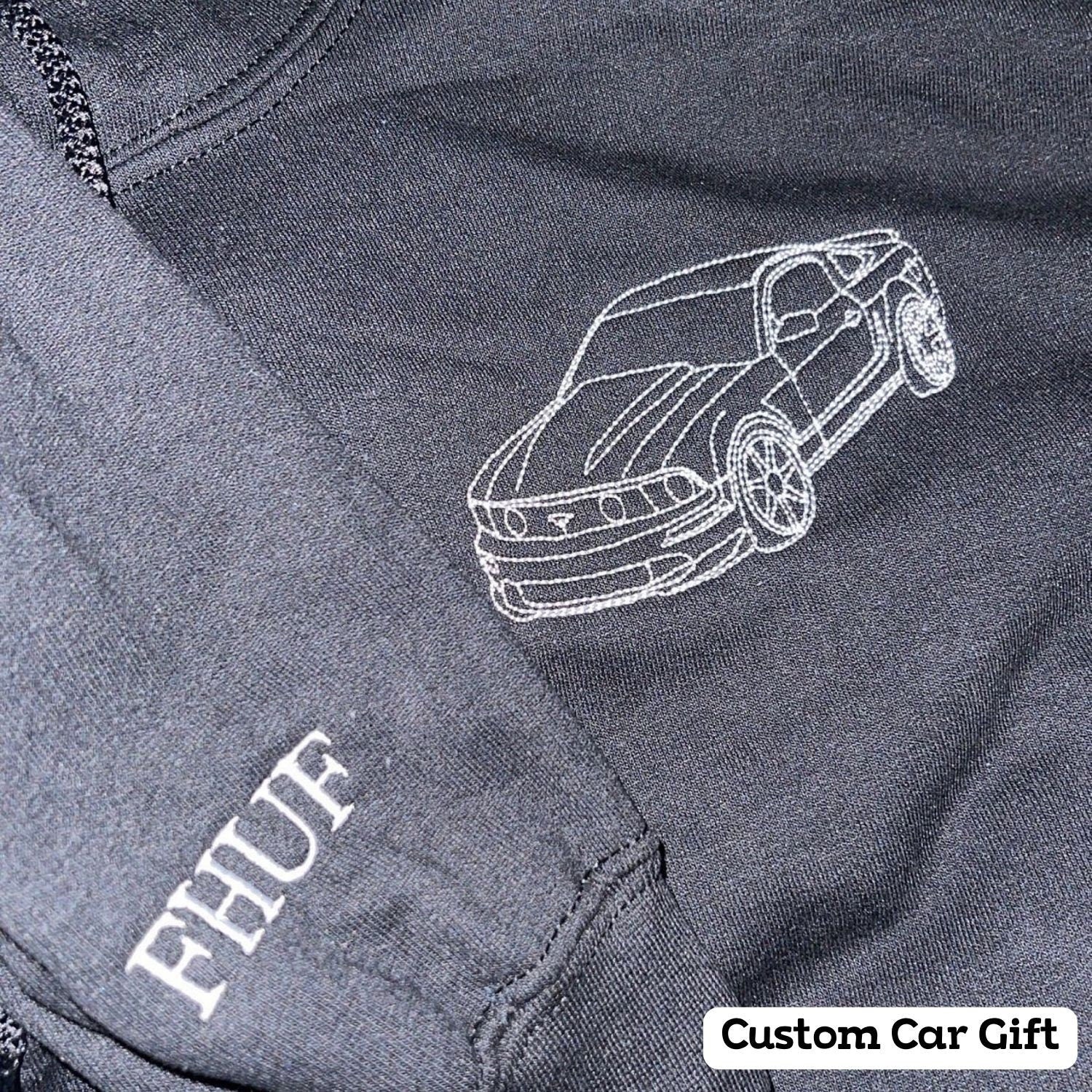 Custom Embroidered Car Outline Sweatshirt From Your Photo, Embroidered Car Hoodie, Custom Car Sweater, Car Lover Hoodie or Tee-ilovevango