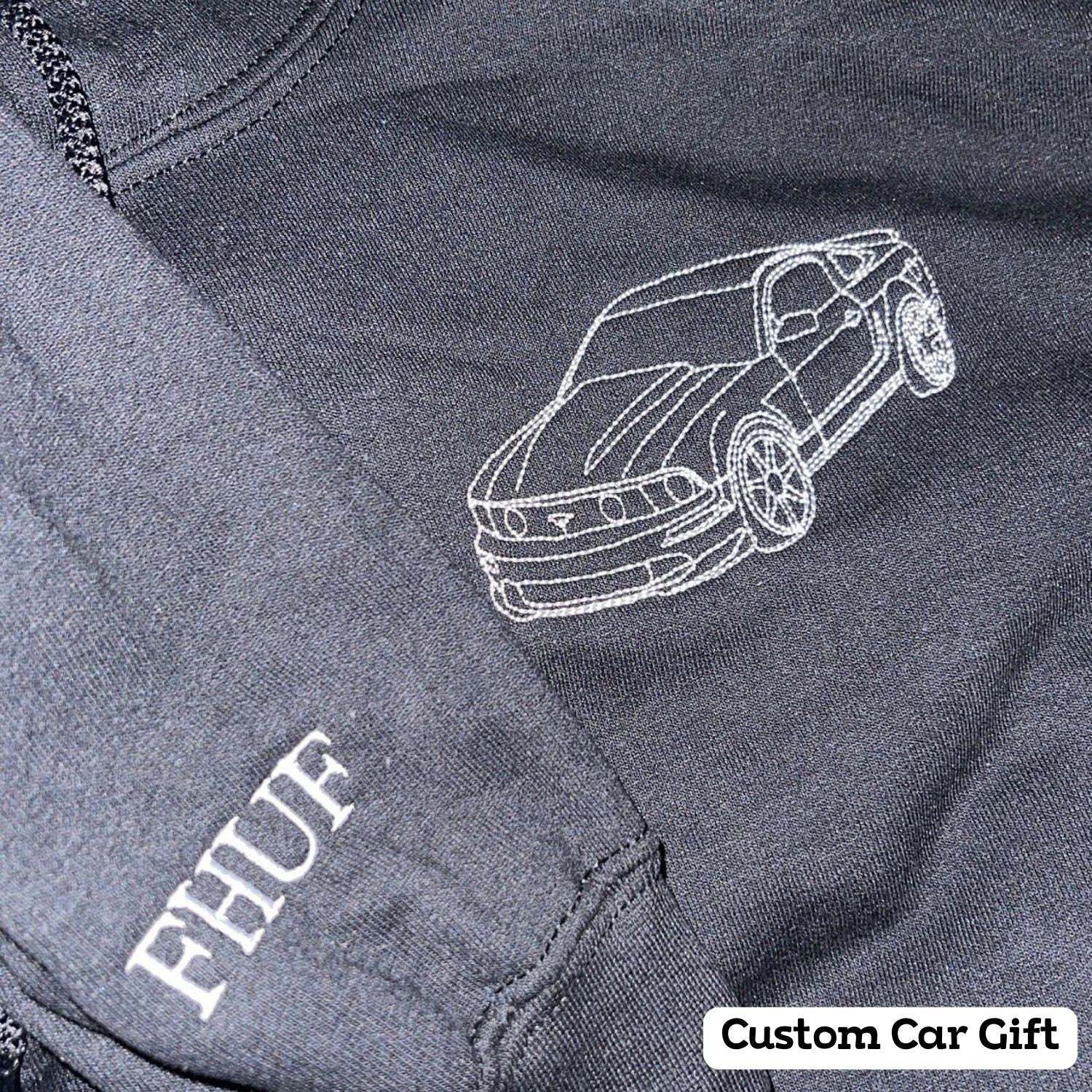 Custom Embroidered Car Outline Sweatshirt From Your Photo, Embroidered Car Hoodie, Custom Car Sweater, Car Lover Hoodie or Tee-ilovevango