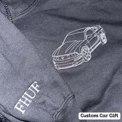 Custom Embroidered Car Outline Sweatshirt From Your Photo, Embroidered Car Hoodie, Custom Car Sweater, Car Lover Hoodie or Tee-ilovevango