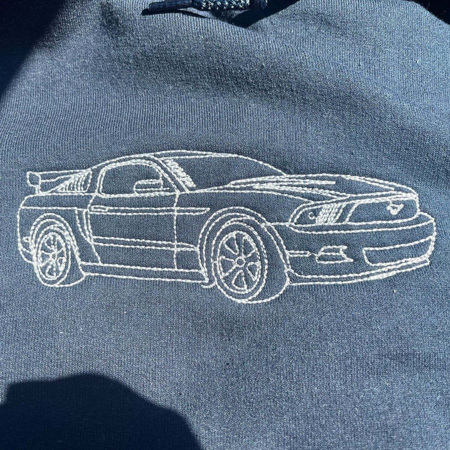Custom Embroidered Car Outline Sweatshirt From Your Photo, Embroidered Car Hoodie, Custom Car Sweater, Car Lover Hoodie or Tee-ilovevango