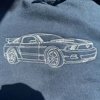 Custom Embroidered Car Outline Sweatshirt From Your Photo, Embroidered Car Hoodie, Custom Car Sweater, Car Lover Hoodie or Tee-ilovevango