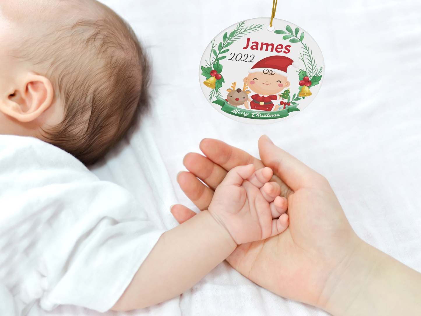 Babys First Christmas Ornament 2023, Custom Ceramic Baby Ornament, Personalized New Baby Gift