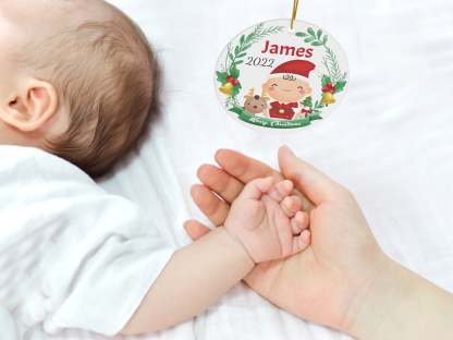 Babys First Christmas Ornament 2023, Custom Ceramic Baby Ornament, Personalized New Baby Gift