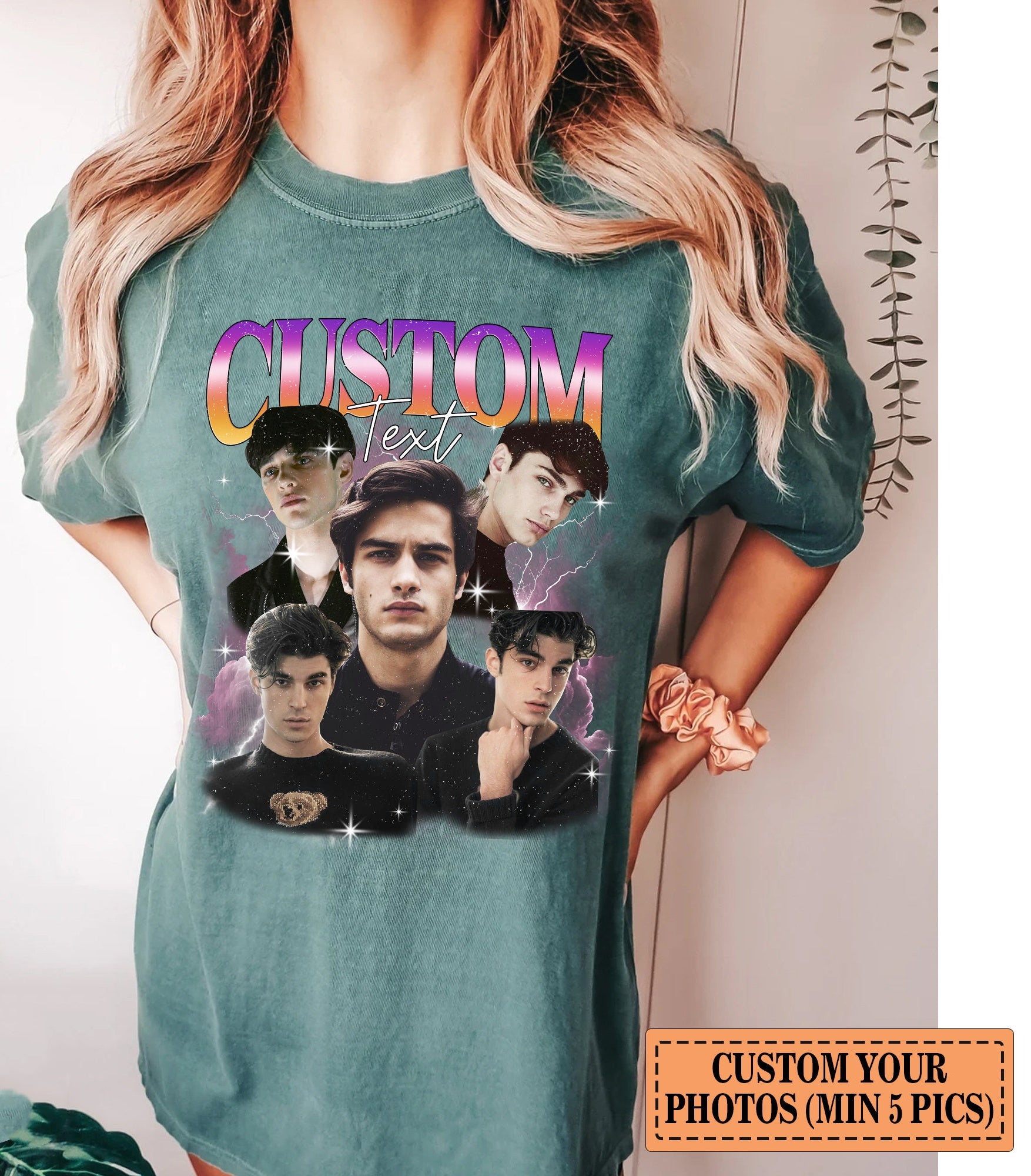 Custom Photo Couple T-shirt, Retro Collage Photo Shirt, 90s Retro Shirt, Personalized Girlfriend Boyfriend Shirt-ilovevango