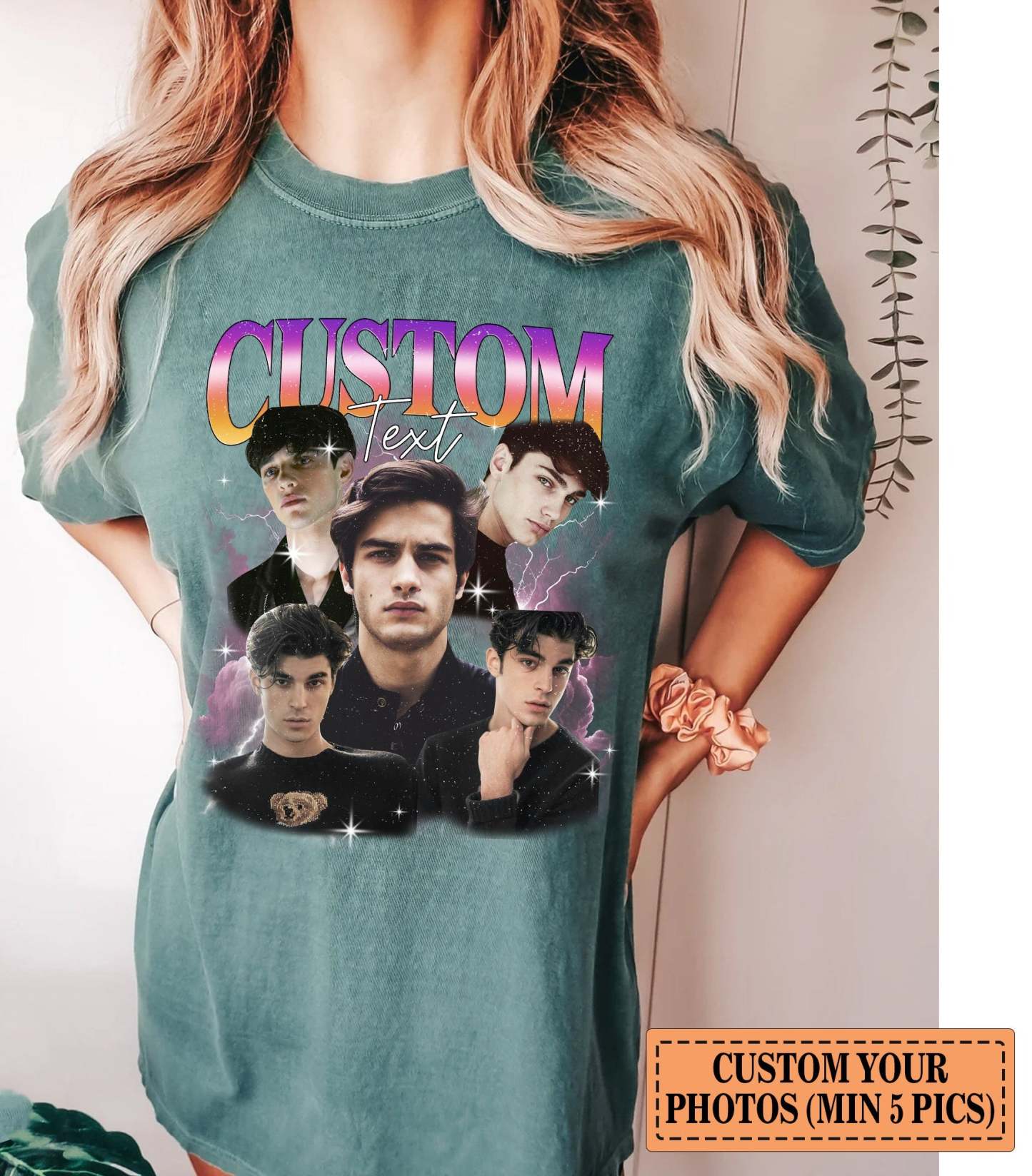 Custom Photo Couple T-shirt, Retro Collage Photo Shirt, 90s Retro Shirt, Personalized Girlfriend Boyfriend Shirt-ilovevango