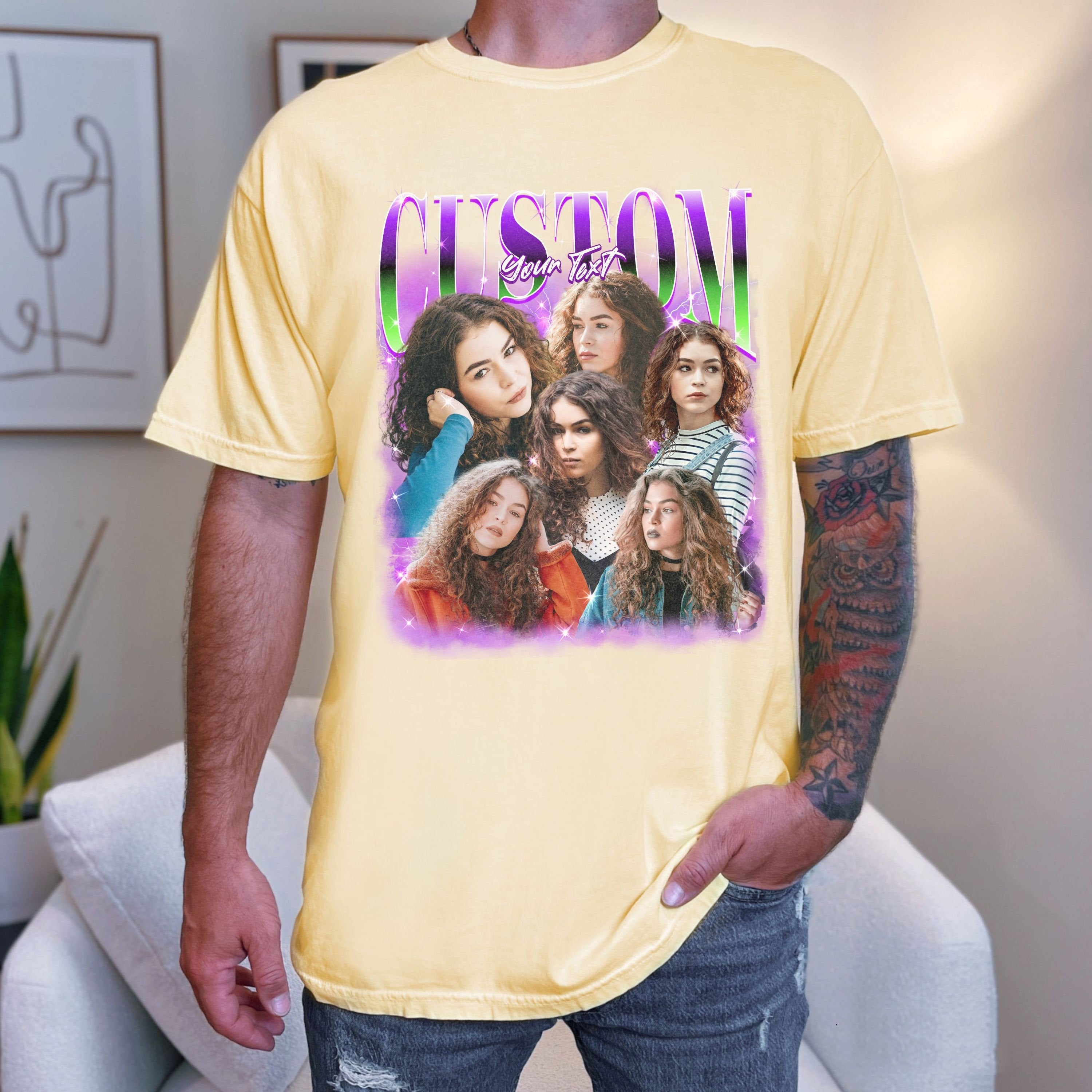 Custom 90s Bootleg Comfort Colors Shirt Personalized Name and Photo, Vintage Graphic Y2K Bootleg Rap Tee, Funny Boyfriend Girlfriend Tshirt-ilovevango