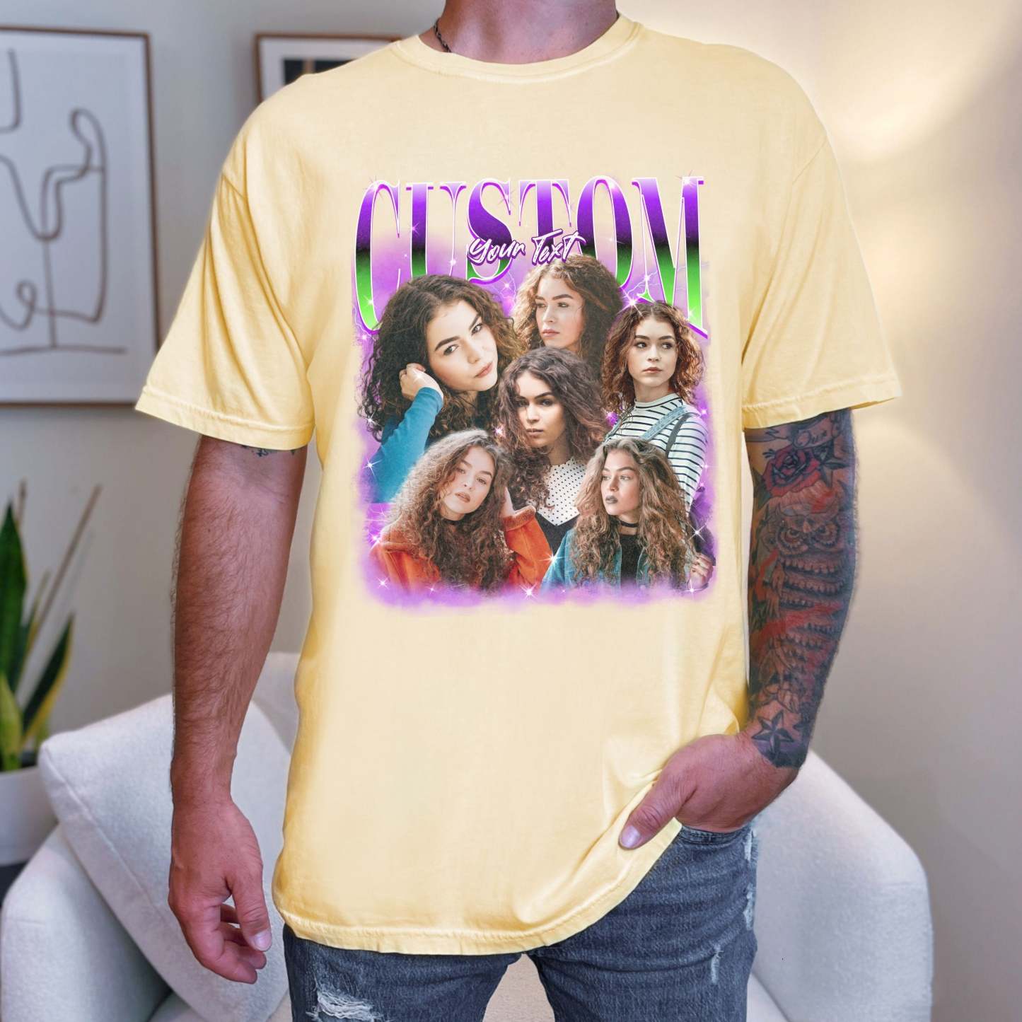 Custom 90s Bootleg Comfort Colors Shirt Personalized Name and Photo, Vintage Graphic Y2K Bootleg Rap Tee, Funny Boyfriend Girlfriend Tshirt-ilovevango