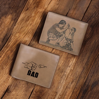 Dad and Kids Name Fist Photo Wallet for Men Personalized Custom Picture PU Leather Wallet For Husband,Father,Anniversary Gift for Him-ilovevango