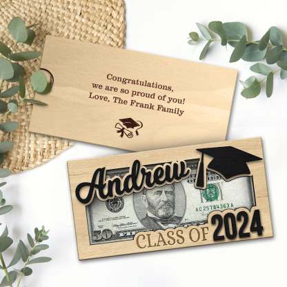Personalized Graduation 2024 Money Holder Gift, Custom Gift for Grad Student, Gift for High School Senior, Custom Grad Name Cash Holder-ilovevango
