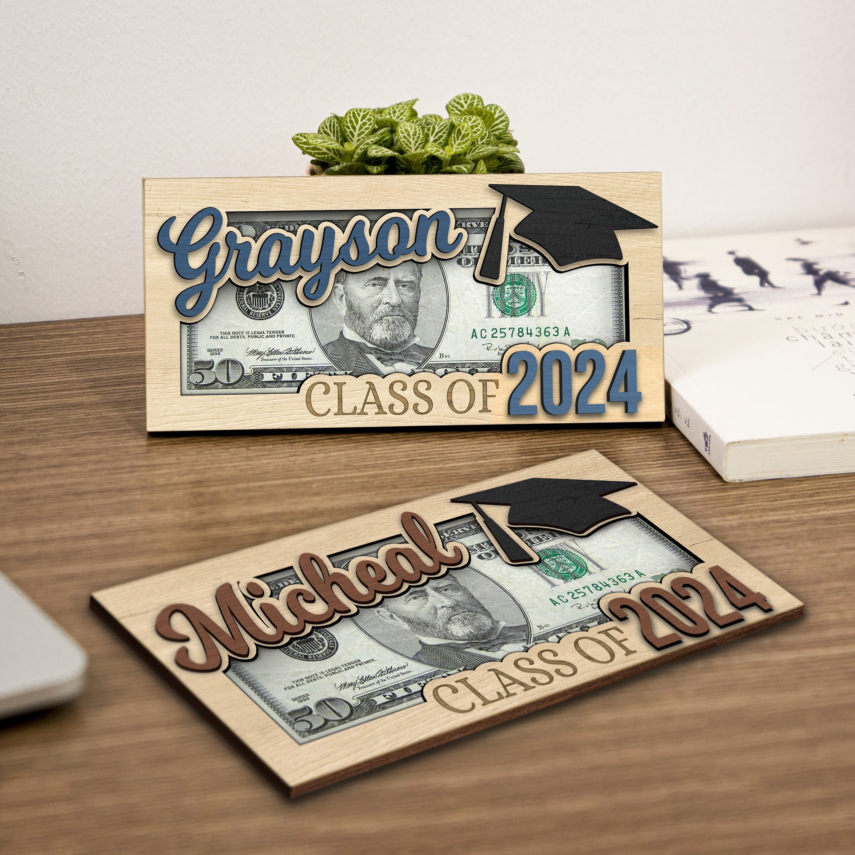 Personalized Graduation 2024 Money Holder Gift, Custom Gift for Grad Student, Gift for High School Senior, Custom Grad Name Cash Holder-ilovevango