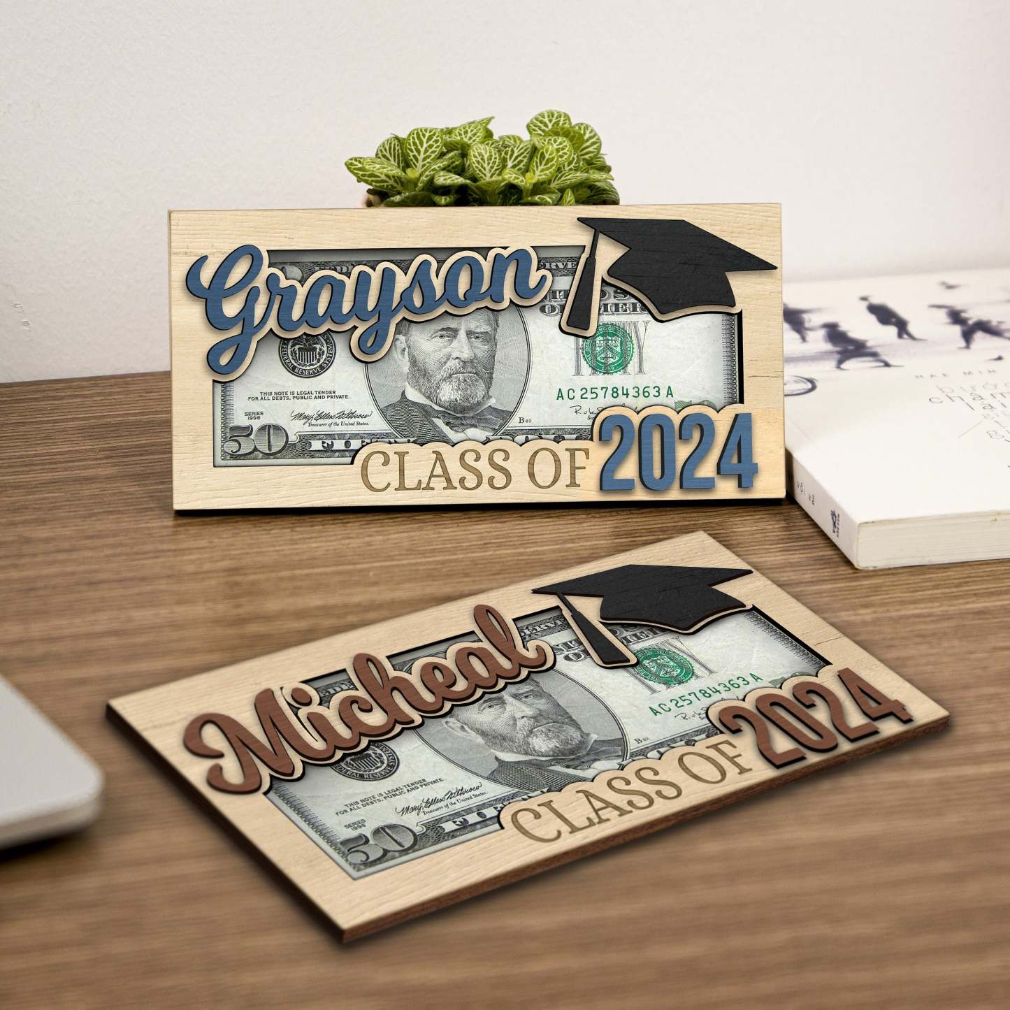 Personalized Graduation 2024 Money Holder Gift, Custom Gift for Grad Student, Gift for High School Senior, Custom Grad Name Cash Holder-ilovevango