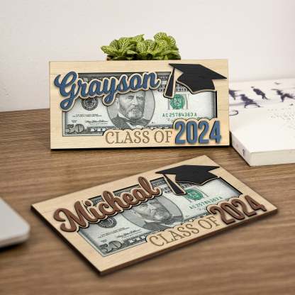 Personalized Graduation 2024 Money Holder Gift, Custom Gift for Grad Student, Gift for High School Senior, Custom Grad Name Cash Holder-ilovevango