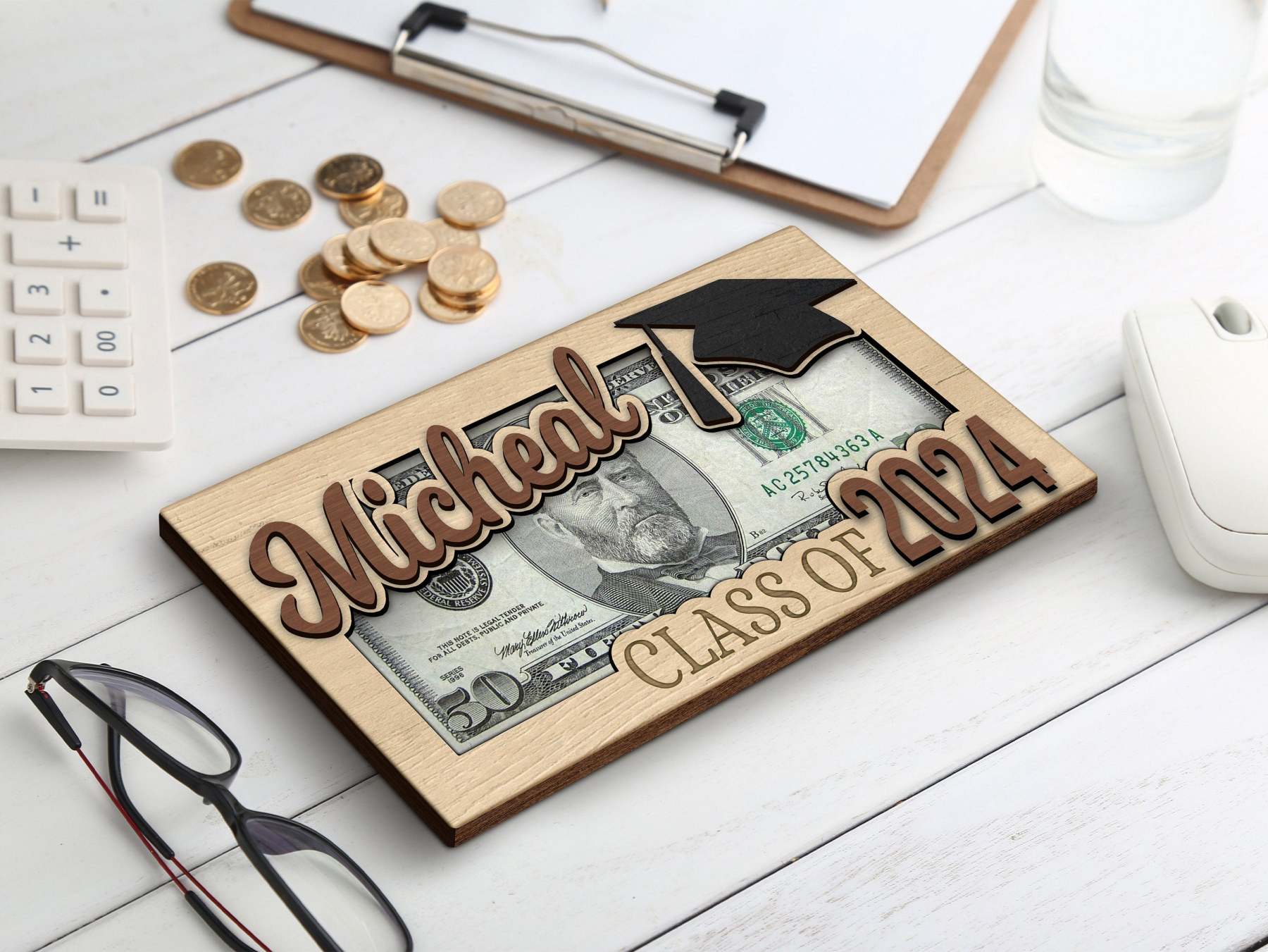 Personalized Graduation 2024 Money Holder Gift, Custom Gift for Grad Student, Gift for High School Senior, Custom Grad Name Cash Holder-ilovevango