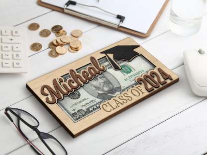 Personalized Graduation 2024 Money Holder Gift, Custom Gift for Grad Student, Gift for High School Senior, Custom Grad Name Cash Holder-ilovevango