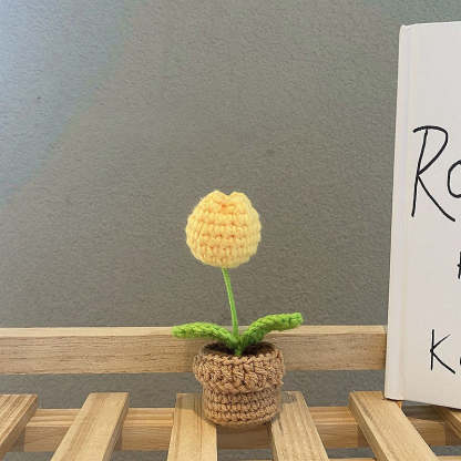 Handmade Crochet Flower Pot-Knitted Sunflower/Rose/Tulip/Plum Blossom Gifts For Mom