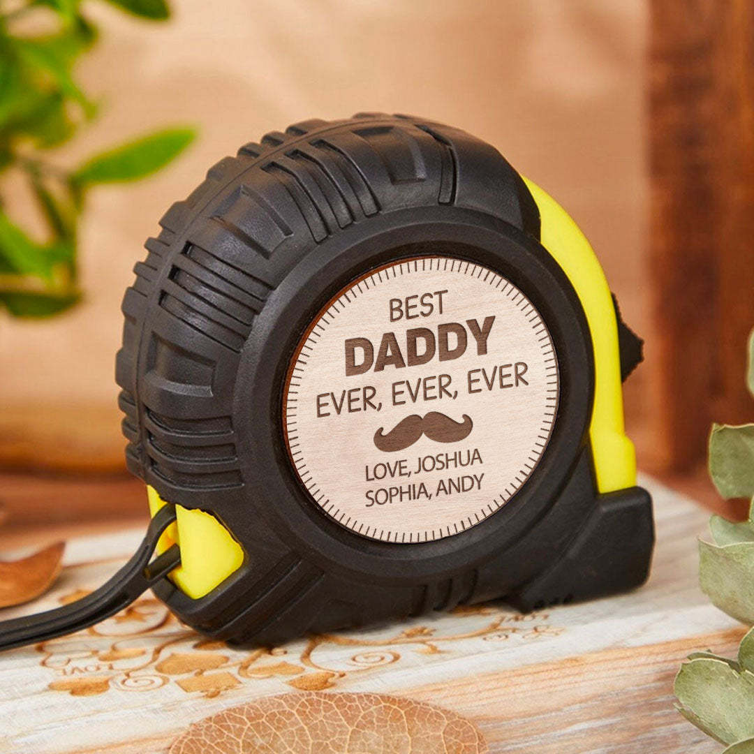 The Best Papa Ever - Family Personalized Custom Tape Measure/Hammer Set - Gifts to Father
