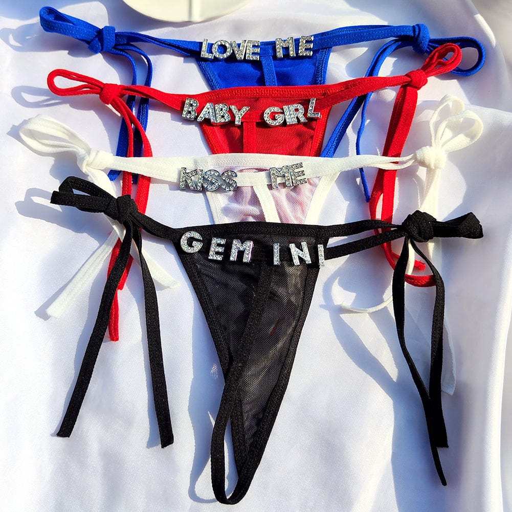 Personalized Name Letters Thongs G-string Thongs for Women Panties Soft Side Tie Lingerie Briefs Multicolor Panties Sexy Jewelry-ilovevango