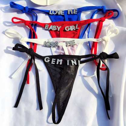 Personalized Name Letters Thongs G-string Thongs for Women Panties Soft Side Tie Lingerie Briefs Multicolor Panties Sexy Jewelry-ilovevango