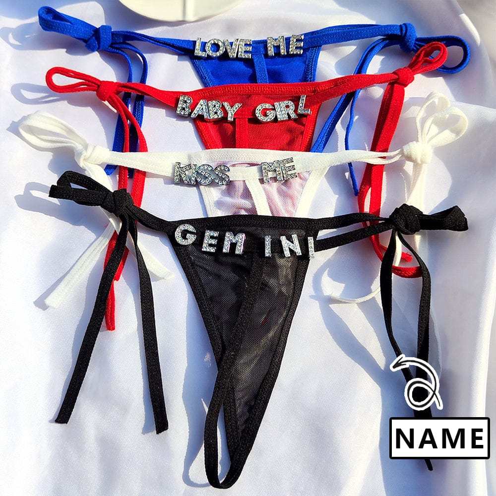 Personalized Name Letters Thongs G-string Thongs for Women Panties Soft Side Tie Lingerie Briefs Multicolor Panties Sexy Jewelry-ilovevango