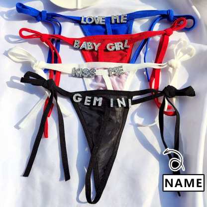 Personalized Name Letters Thongs G-string Thongs for Women Panties Soft Side Tie Lingerie Briefs Multicolor Panties Sexy Jewelry-ilovevango