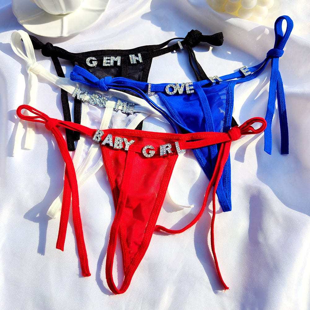 Personalized Name Letters Thongs G-string Thongs for Women Panties Soft Side Tie Lingerie Briefs Multicolor Panties Sexy Jewelry-ilovevango